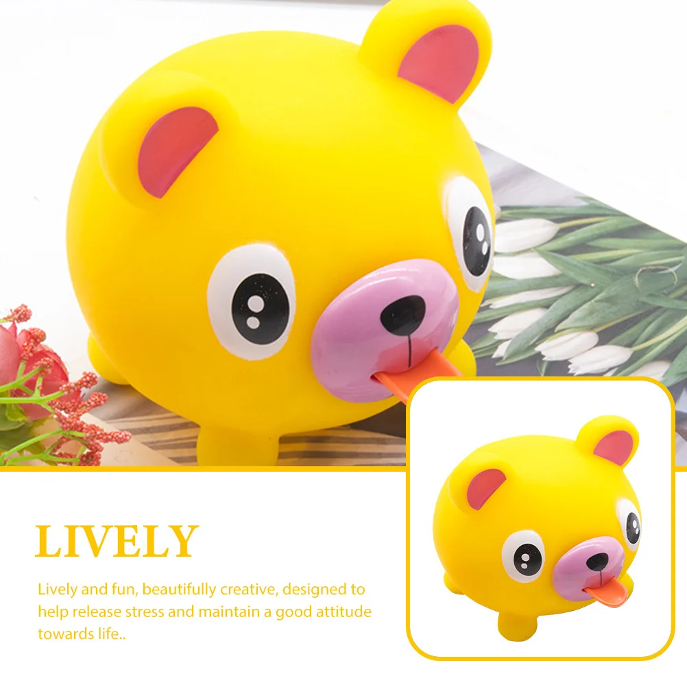 ตุ๊กตาหมีการ์ตูนบีบคลายเครียด ของเล่นบีบลิ้นสัตว์ บีบคลายความเครียด ของเล่นเสริมพัฒนาการเด็ก บีบลิ้น