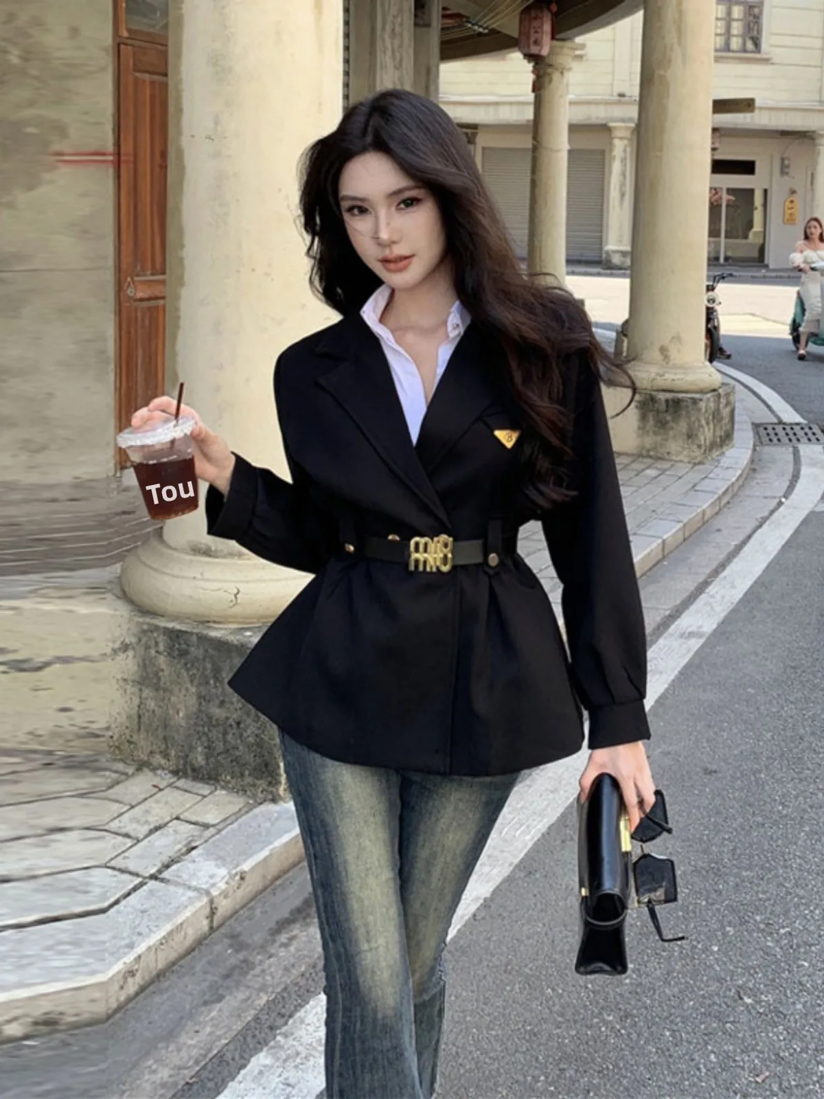 

Элегантный короткий жакет женский в стиле Hangzhou Yitafeng, весенний, с отложным воротником, приталенный, повседневный, для работы