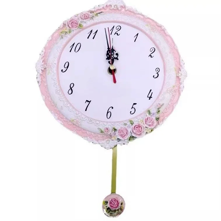 

Wall clock living room silent round bedroom clock resin art wall clock wall decoration hanging