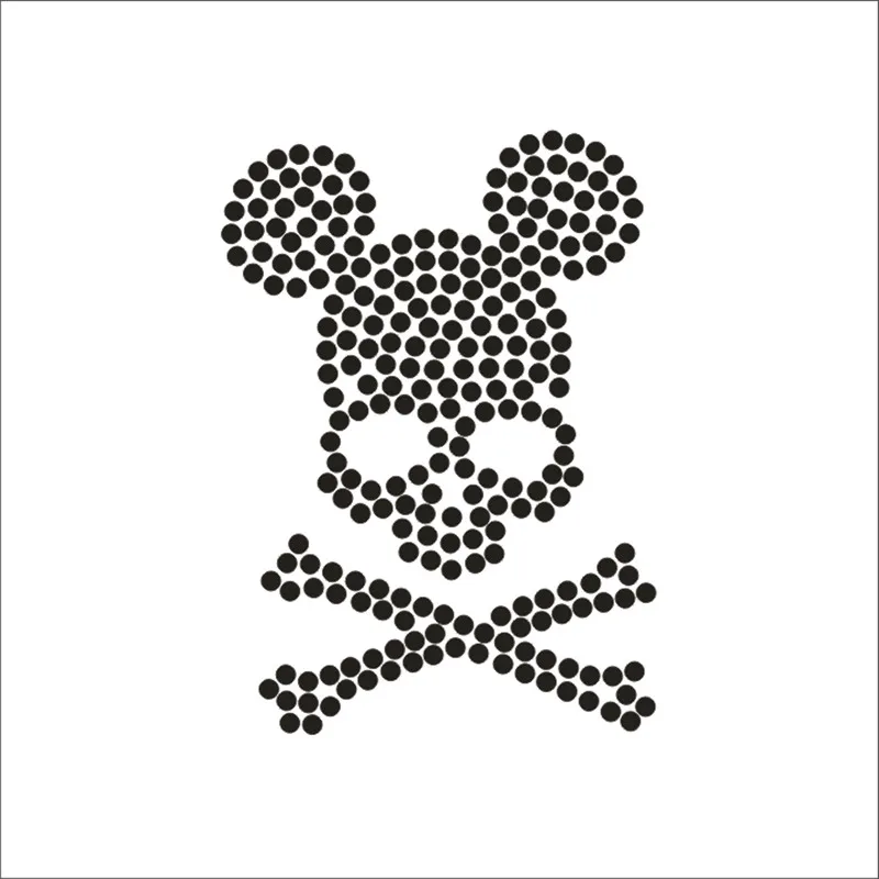 

Patch Skull Rhinestone Transfers Designs Tops Small Logo Crystal Applique Diamond Decoration Custom Strass Iron-On Transfers