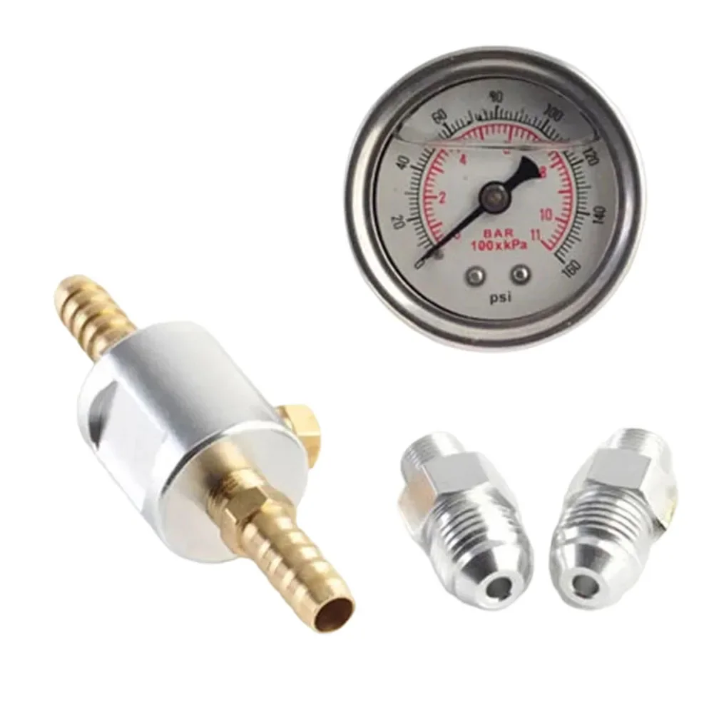 0-160psi Fuel Pressure Gauge 1/8NPT Filled Polished Case Kit For Honda For Mitsubishi For Eagle Auto Performance Interior Parts