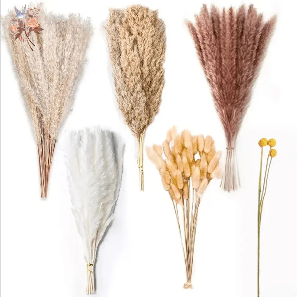 

88pcs Artificial Flowers Fluffy Dried Pampas Bouquet Boho Rustic Home Table Vase Decor Natural Rabbit Tails Reeds DIY Floral