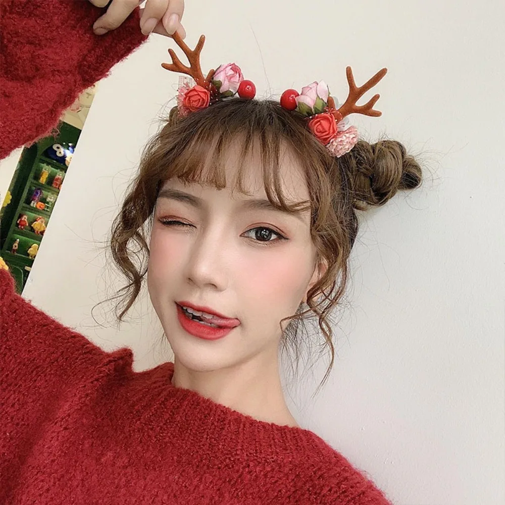 

Cartoon 3D Spring Christmas Headband Fluffy Deer Ear Santa Claus Hairband Hair Clip Cosplay Prop Xmas Hair Accessories