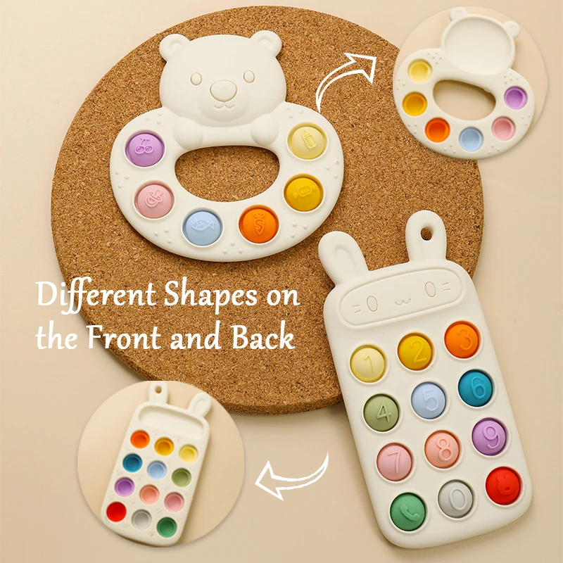Cartoon Rabbit Phone Shape Baby Silicone Teethers BPA Free Cute Bear Design Teething Toys for Infants Nursing Teether Baby Stuff
