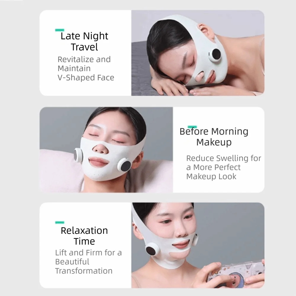 Electric Facial EMS Lifting Machine 9 levels Breathable Facial Massage Strap Adjustable Intensities Lift Up V Line Lift Belt