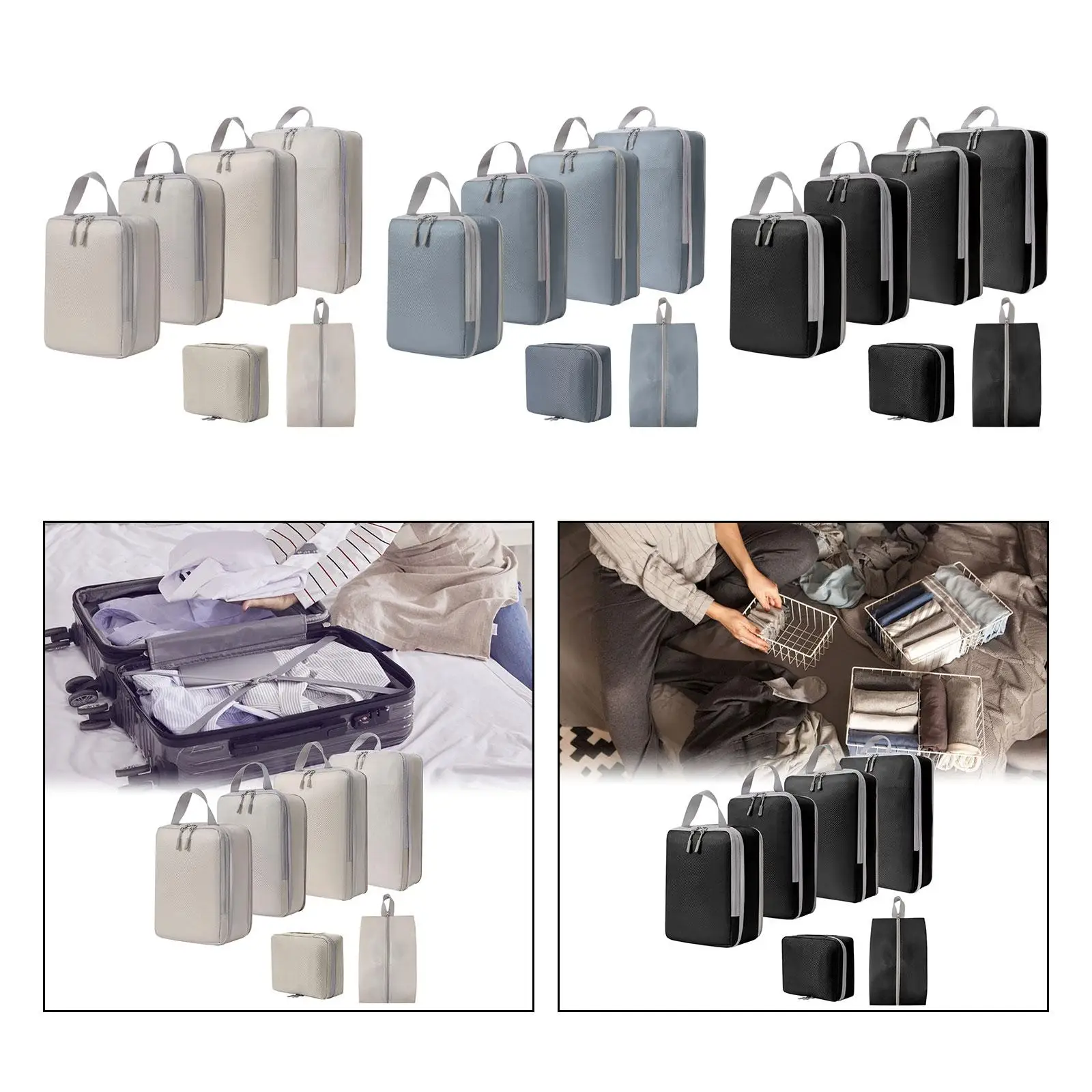 6x Packing Cubes Breathable for Outdoor Camping Family Vacations Backpacking