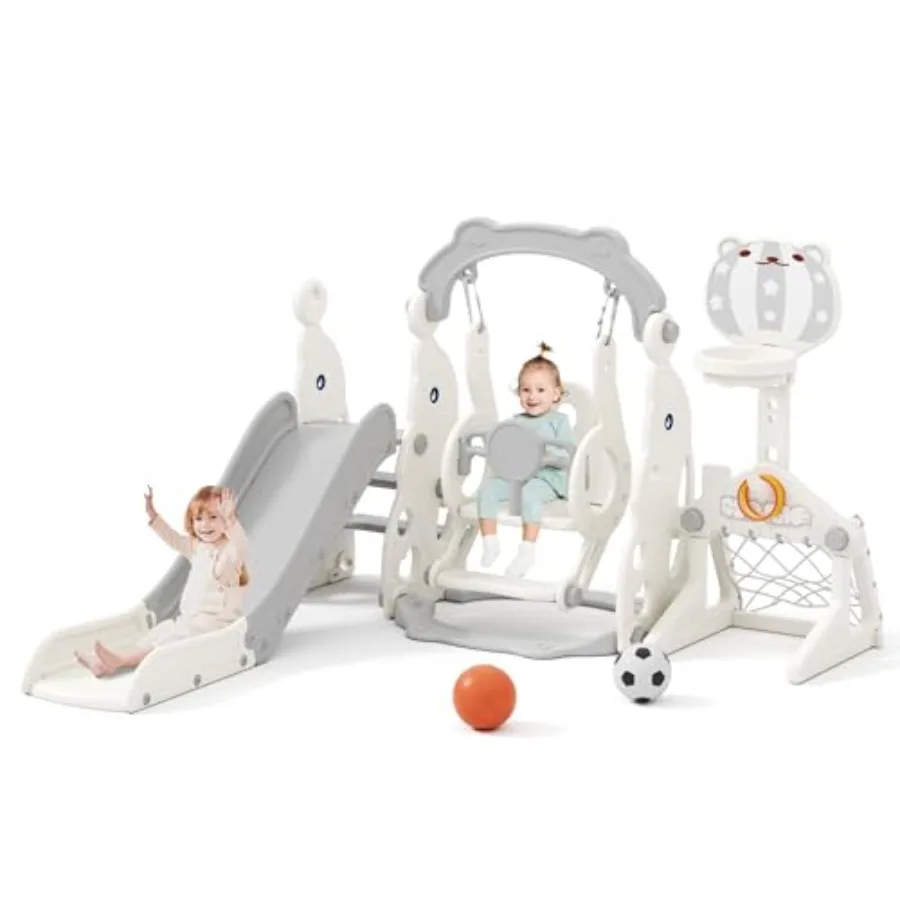 

Детский игровой комплекс 6 в 1: горка и качели для малышей 1-3 лет, уличный игровой комплекс, горка для малышей, игрушки-лазалки для детей от 1 года, домашняя горка