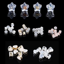 20pcs/Lot Star Hexagon Love Heart Earplug Silicone Earrings Back Ear Back Stoppers For DIY Jewelry Making Supplies Accessories