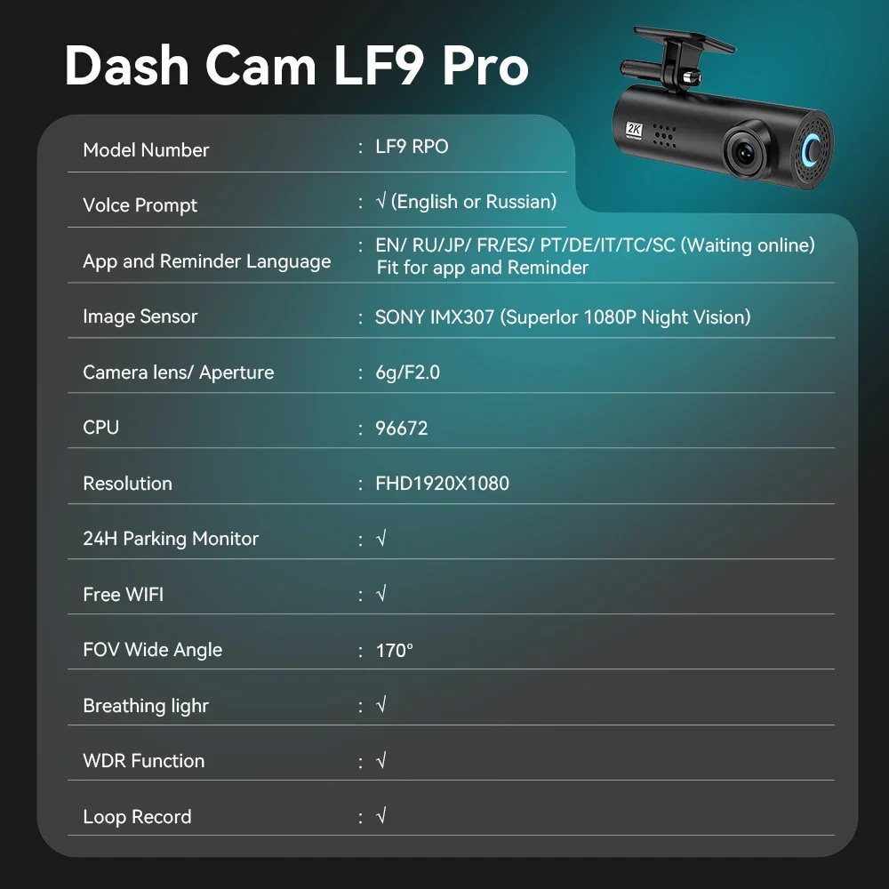 NOYAFA Dash Cam 1080P รถ DVR สําหรับรถกล้องสีดํากล่อง Mini กล้อง Dashcam 24 ชั่วโมงการตรวจสอบที่จอดรถการบันทึก LOOP LF9 PRO