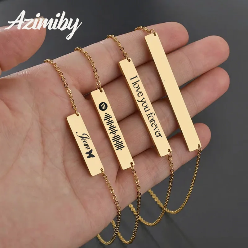

Azimiby Stainless Steel Custom Engrave Music Code Necklace Customized Necklaces For Men Women Lover Personalized Couple Gifts