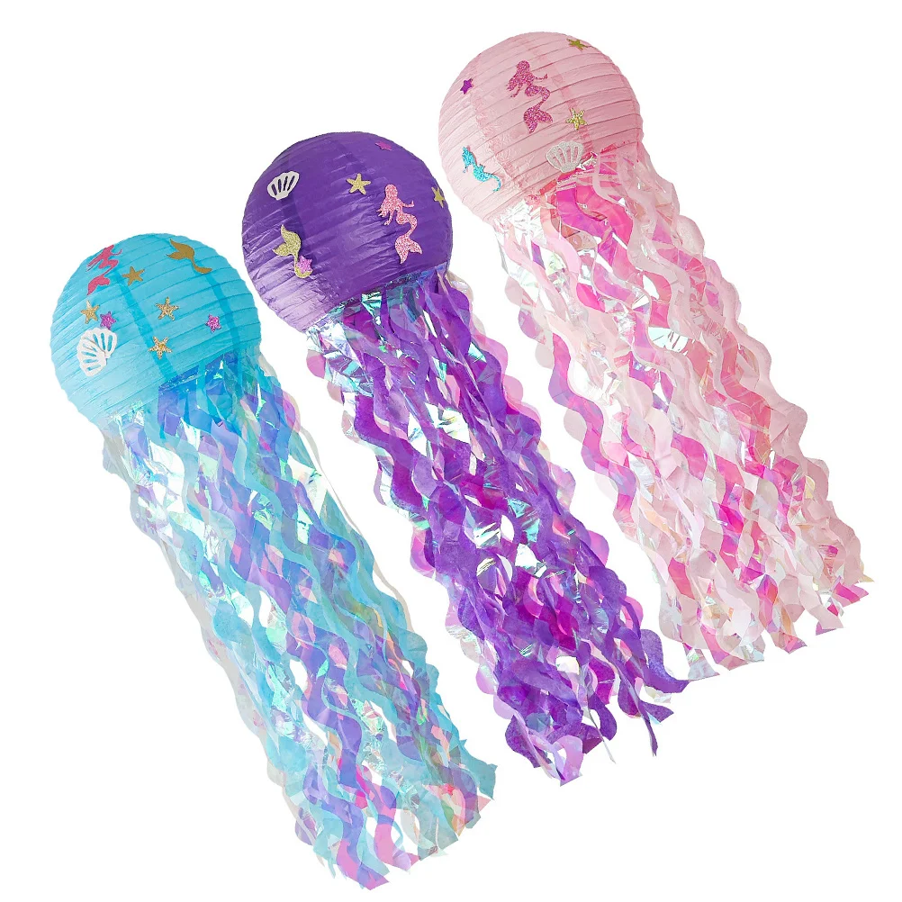 

3 Pcs Jellyfish Paper Lantern Hanging Decorative Festival Props Home Garden Yard Porch Durable Practical