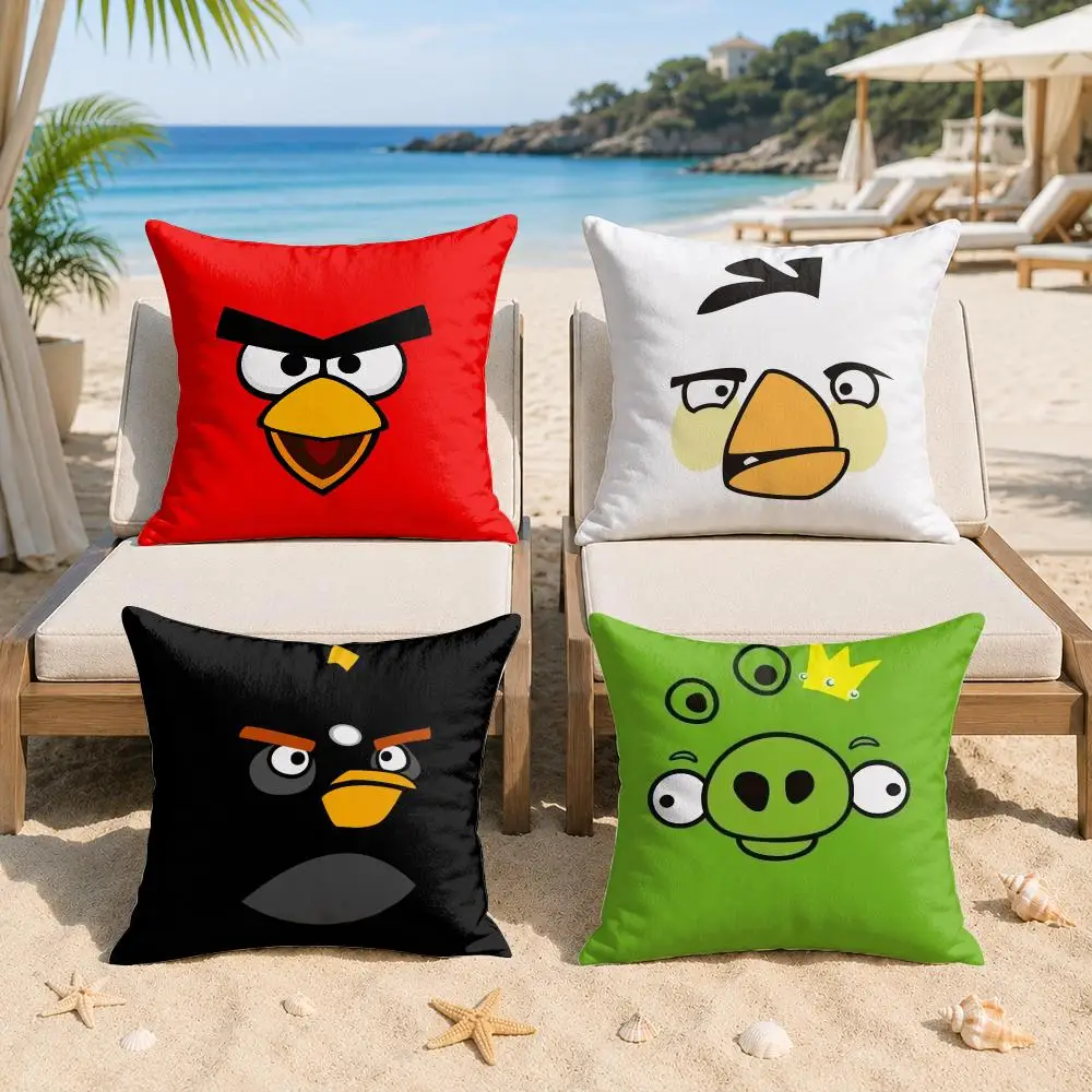 Animation A-A-Angry BirdsS Cushion Cover Silky Short Plush Invisible Zipper Dustproof Sofa Pillow Case For Home Decor