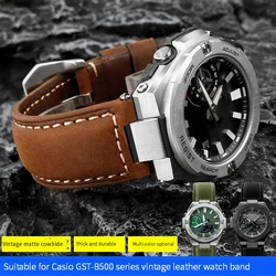 Vintage Leather Watchband For Casio G-SHOCK Steel Heart GST-B500D/AD GST-B500 Series Retro Watch Strap Men Bracelet