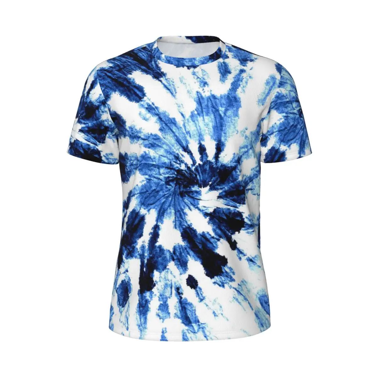 Blue Swirl Tie Dye T-Shirt Male Abstract Print Vintage Gym T Shirts Breathable Summer Trendy Tee Shirt Printed Oversized Tops