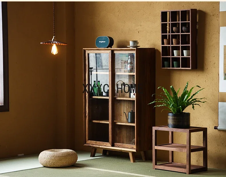 Solid Wood Display Sideboard Cabinet Vintage Chinese Tea Furniture  Cabinet Tea Table Home Storage