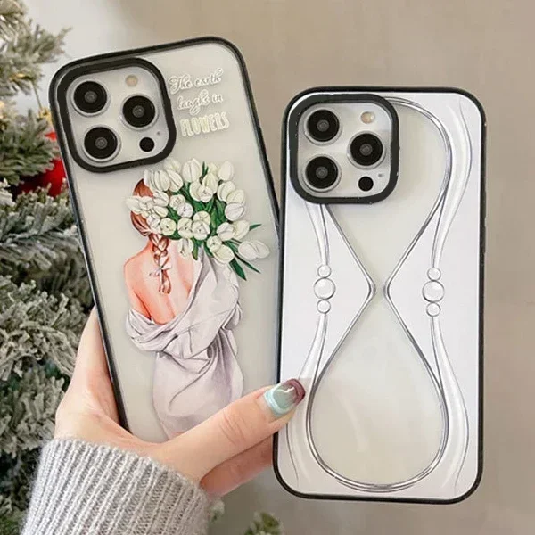 

Upgrade Acrylic Border Tulip Phone Case Cover for IPhone 11 12 13 14 15 Pro Max Case for IPhone 15 Pro Max