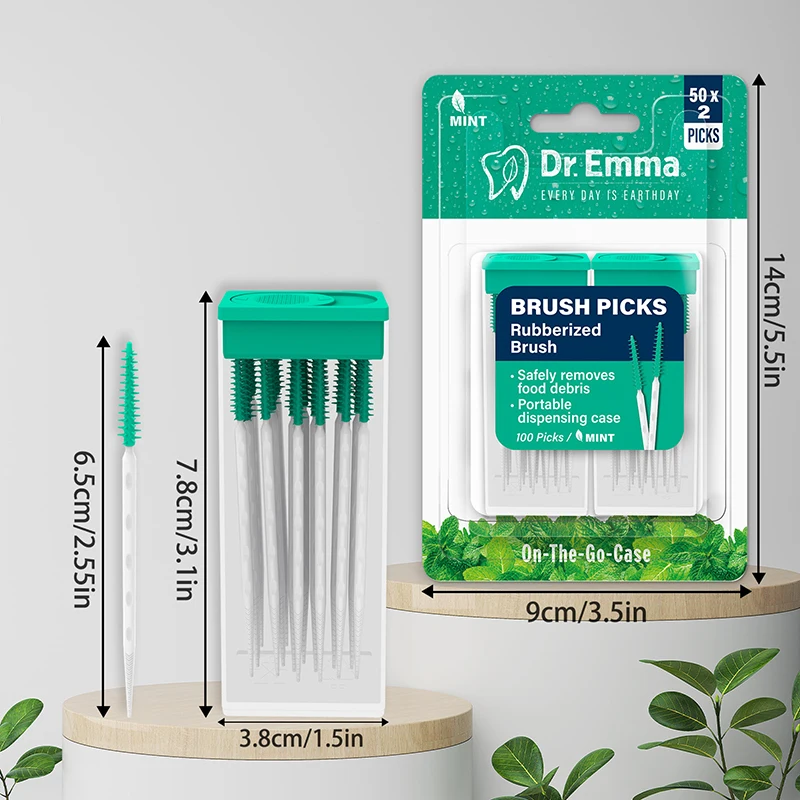 100pcs Interdental Silicone Brushes Dental Toothpicks Brush Between Teeth Silicone Toothpicks With Thread Oral Cleaning Tool