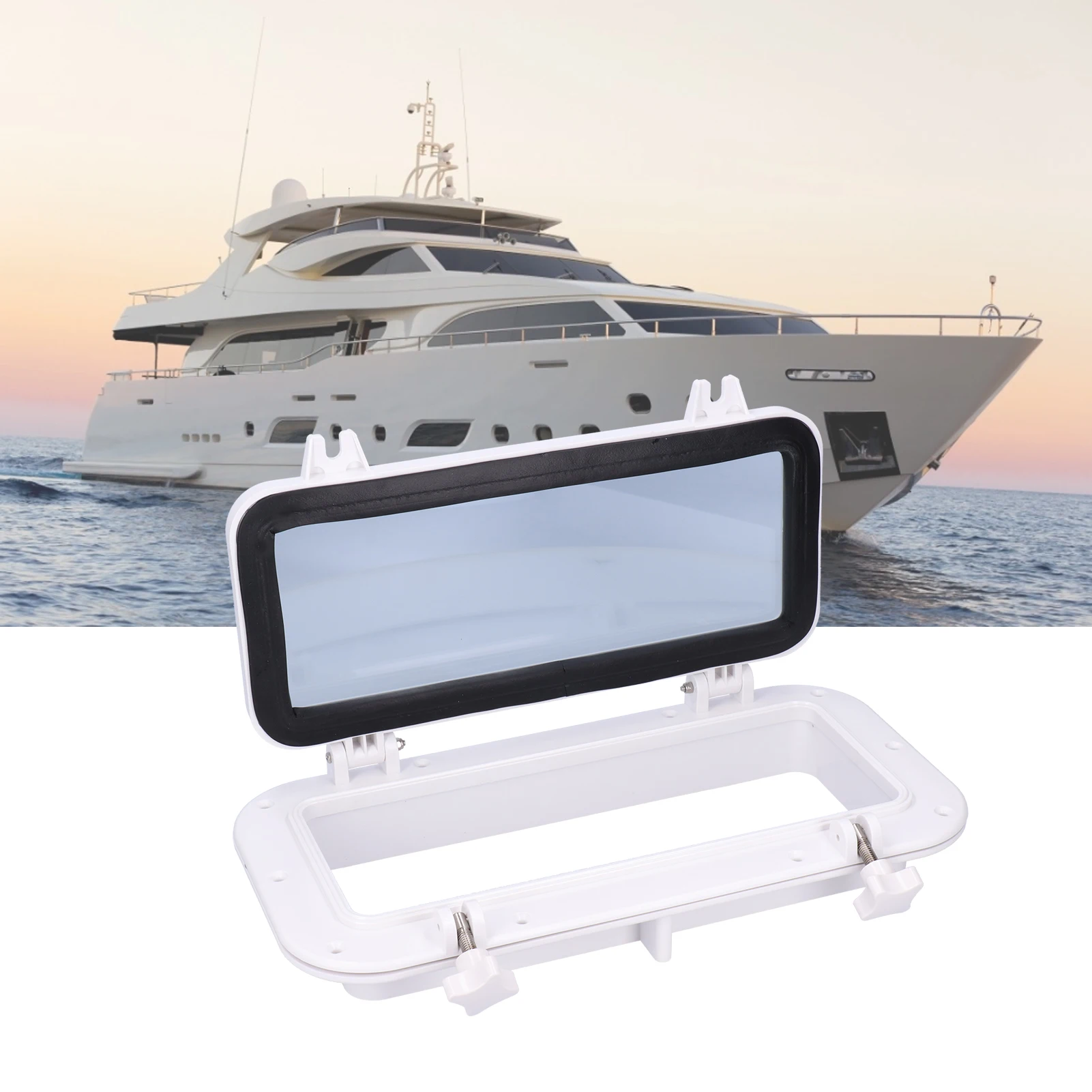 

Rectangle Portlight Tempered Glass Opening Window for Marine Boat Yacht RV White 15-3/4 x 7-7/8in Boat Accessory Boat Portlight