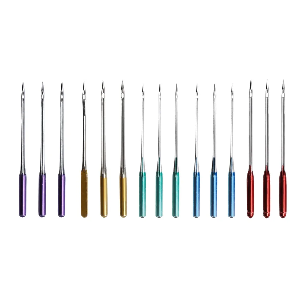 15pcs Anti-Jumping Sewing Machine Needles Sharp Tips Regular Point Universal Sewing Needles Steel Flat Shank Ball Point Needles view 3