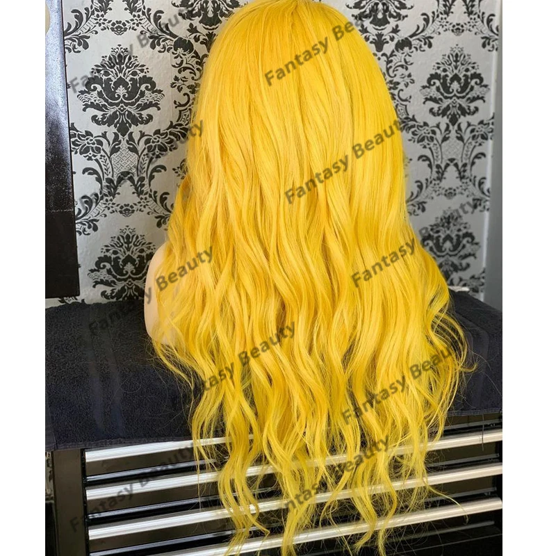 Glueless Yellow Blonde 26Inches Long Wavy Synthetic 13X4 Lace Front Wigs for Black Women Daily Wear Transparent Lace Wigs