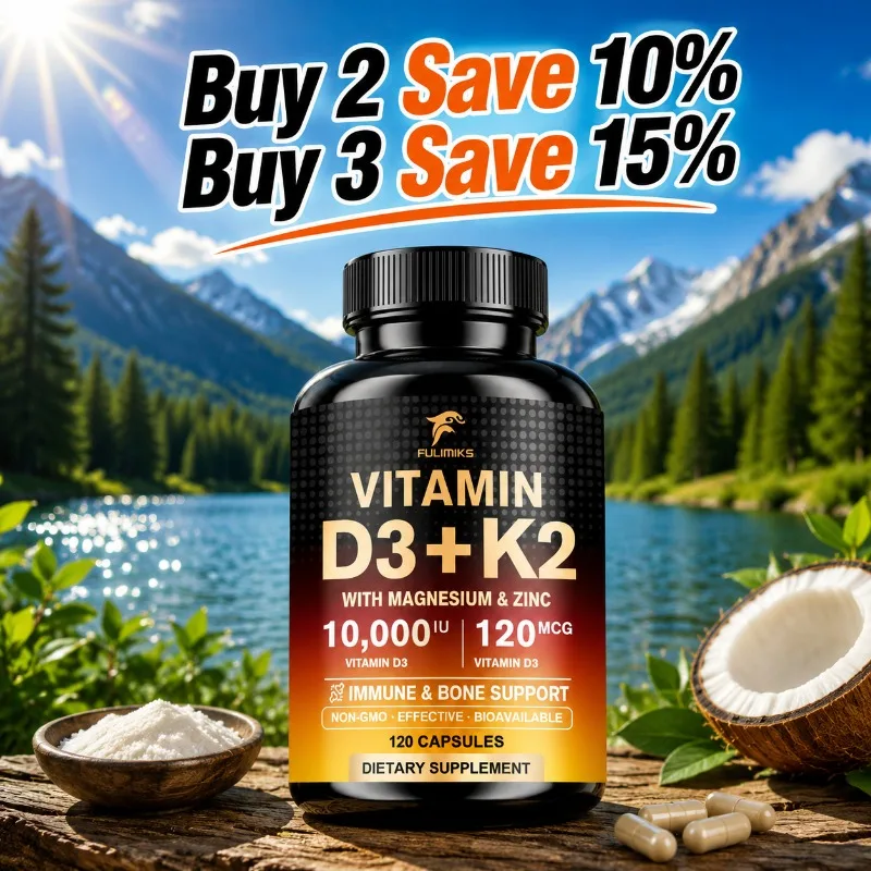10000IU Vitamin D3 K2 Supplement, with Magnesium & Zinc, Preserve Skeletal Health, Oral Care, Maintain Daily Vitality