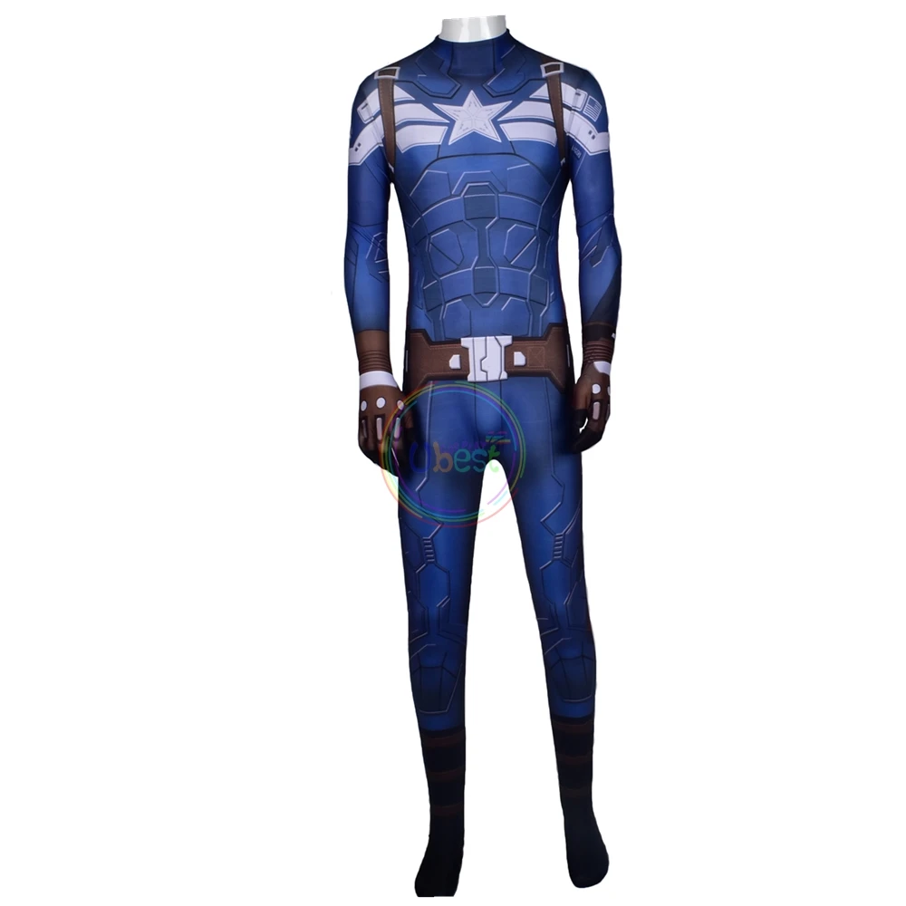 Superhero Captain Steve Rogers America Costume Cosplay Jumpsuit Bodysuit Adult Kids