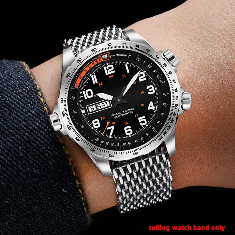 Stainless steel watchstrap For Hamilton Kaki Aviation Field Jazz Series Surpassing wind Speed and flying metal  Wachband 20 22mm