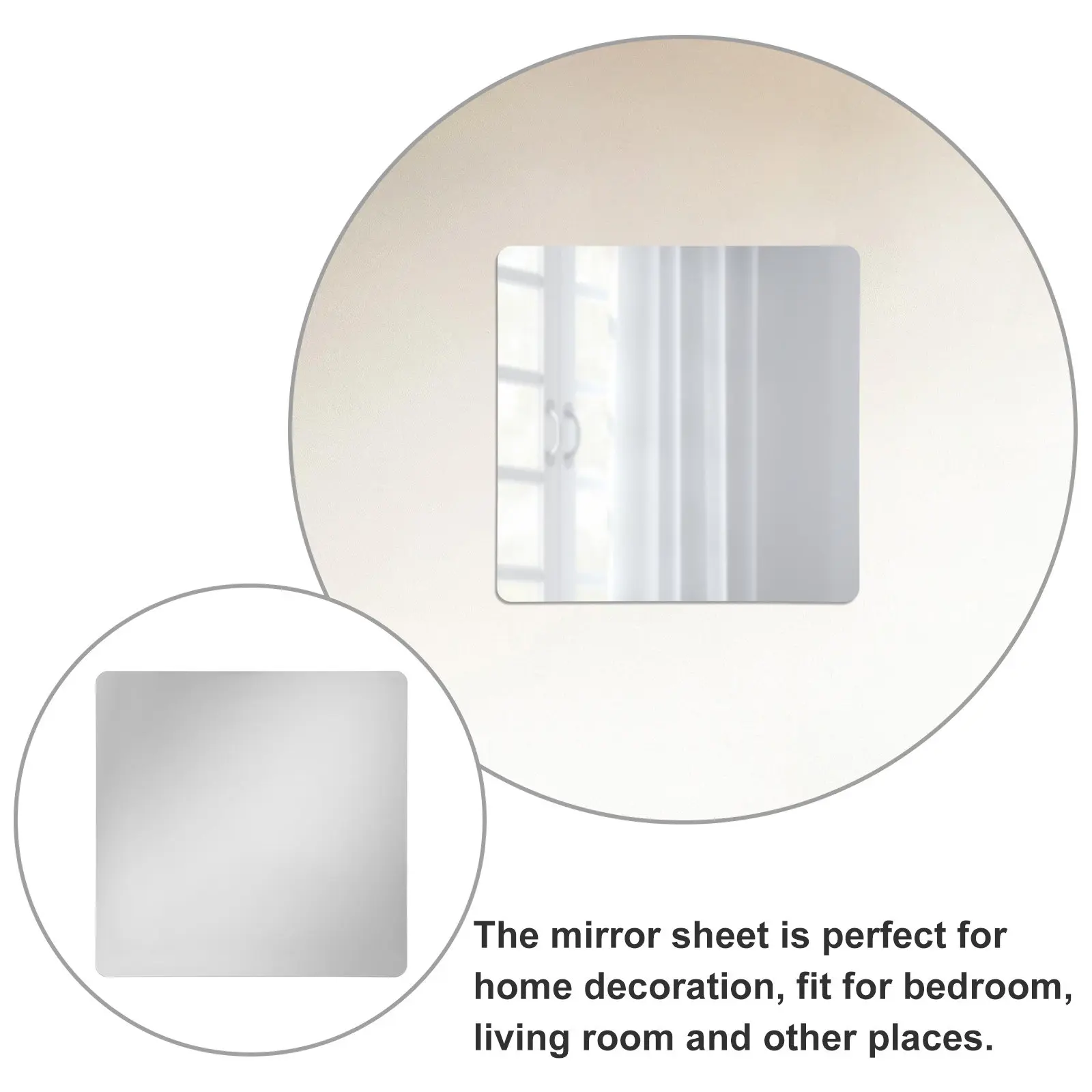 

2Pcs Self Adhesive Mirror Tiles Acrylic Wall Mirror Tiles Stick on Mirrors for Bathroom Wardrobe Doors Square Mirrors for Wall