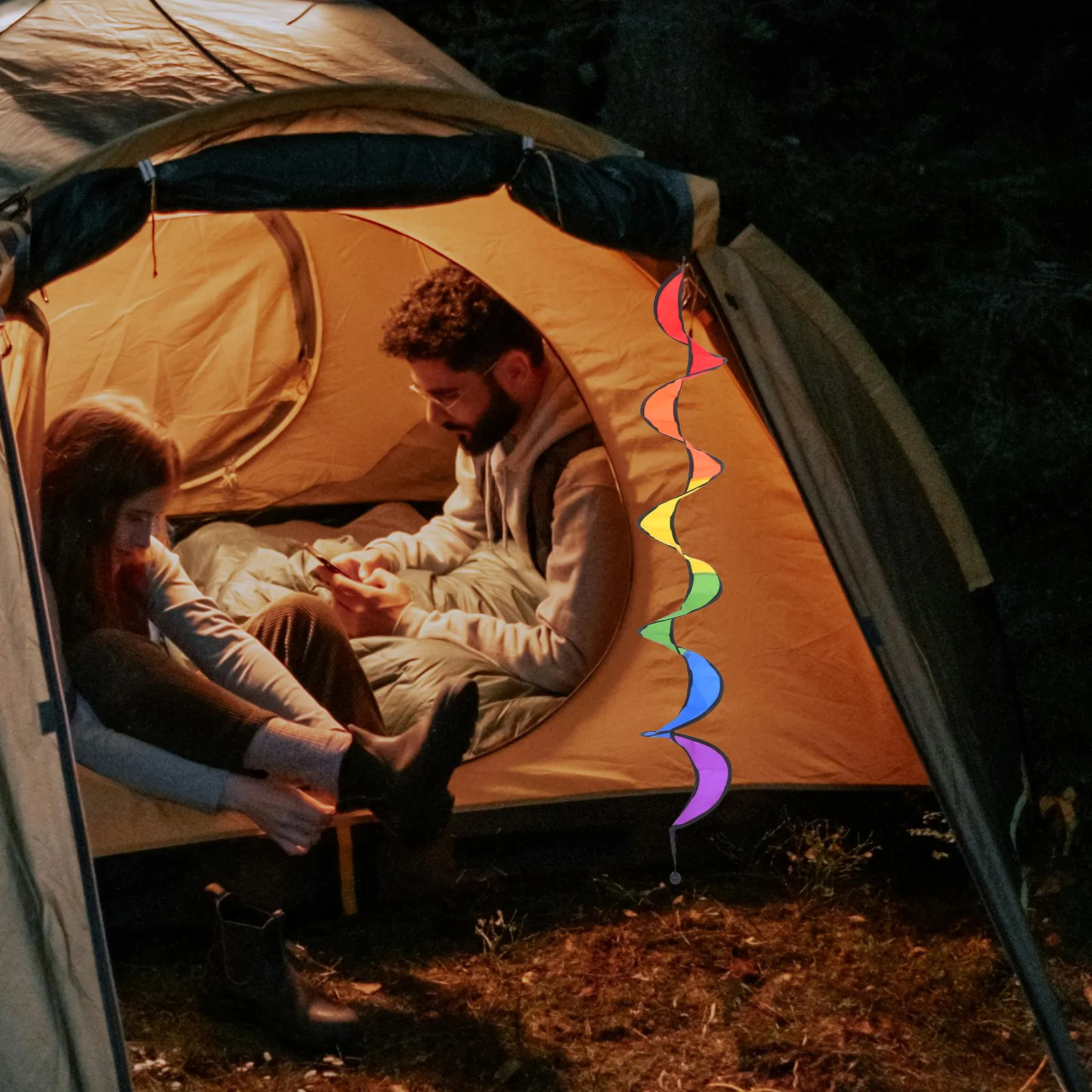 

Spiral Rainbow Wind Spinner Multicolor Nylon Foldable Tent Garden Outdoor Lawn Decor Camping Picnic Wind Hanging