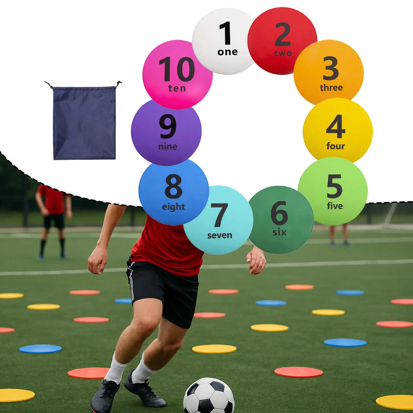 10 pçs marcadores de ponto numerado anti skid marcadores de quintal de futebol para treinamento de futebol atividades esportivas basquete exercício sala de aula