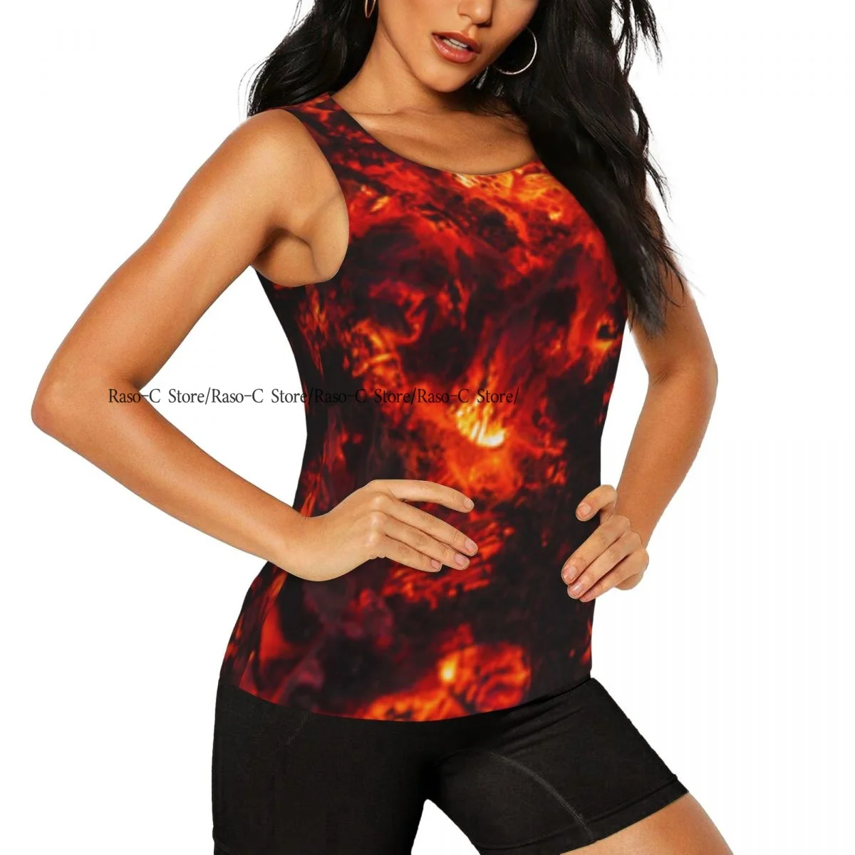 Women Sport tank Tops Loose Yoga Tops Quick Dry Workout Sport Tops Wood Embers In Fireplace Yoga Shirt