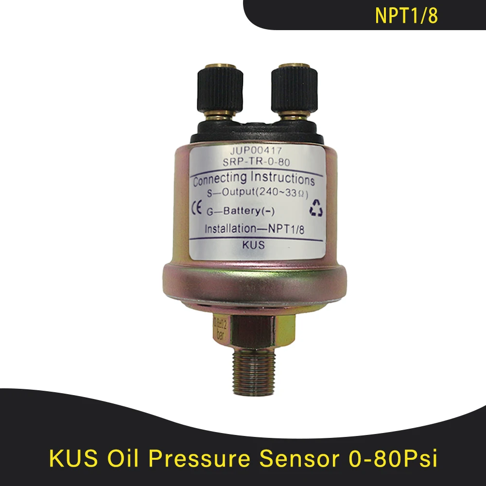 KUS Mechanical Oil Pressure Sensor 240-33ohm Signal Sender Thread Fitting NPT1/8-27 for Oil Pressure Gauge Meter
