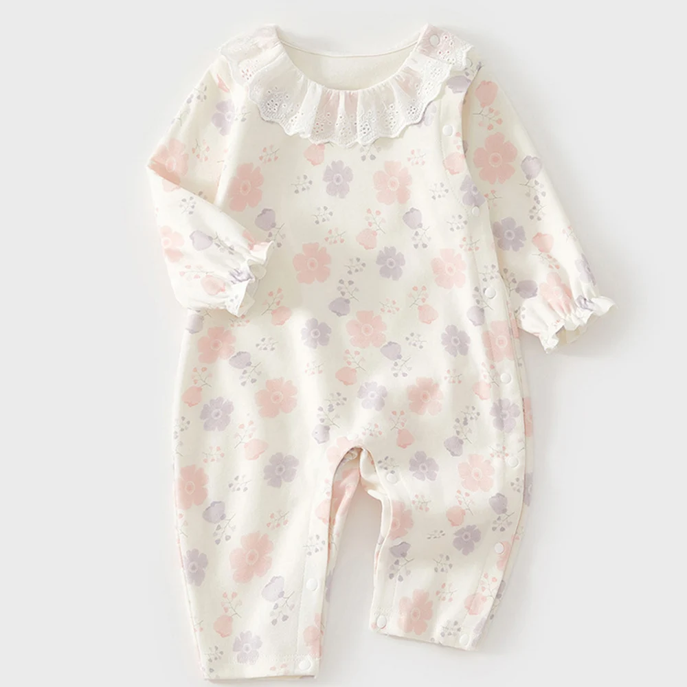 My First Christmas Baby Girl Romper Long Sleeve Floral 100% Cotton Newborn Baby Clothes Spring Fall Infant Jumpsuit