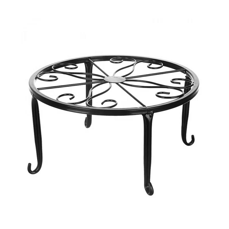 

Black Metal Display Stands For Indoor And Outdoor Metal Rustproof Iron Garden Container Round Supports Rack For Planter