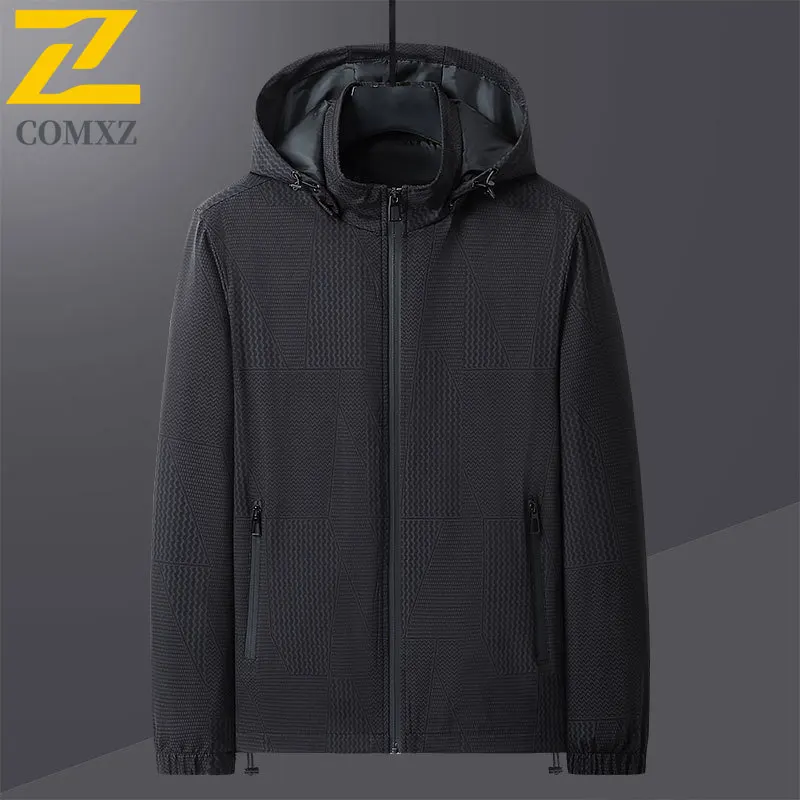 

2025 Men Casual Jacket Autumn Business Office Lightweight Windbreaker Coat Mens Casual Fishing Detachable Hood Jackets chaqueta