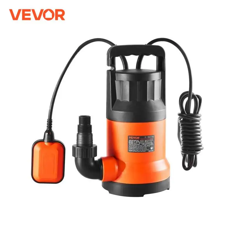 VEVOR Utility Pump 400W 2510 GPH 26 ft Head Sump Pump Submersible Water Pump with 10 ft Long Power Cord for Draining Water Use