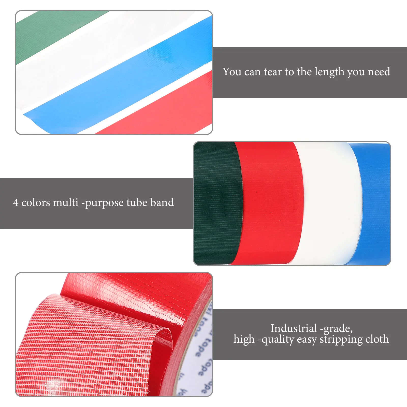 4 Rolls Black Duct Tape Colorful Protection Waterproof Outdoor Use Backing Polyethylene and Gauze Fiber Leak Repair