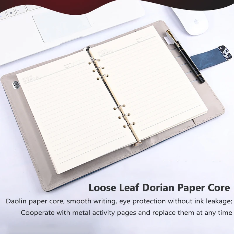 Notebook intelligente in pelle senza blocco delle impronte digitali con penna per studenti Designer Business Man Registra note Telefono Ricarica wireless