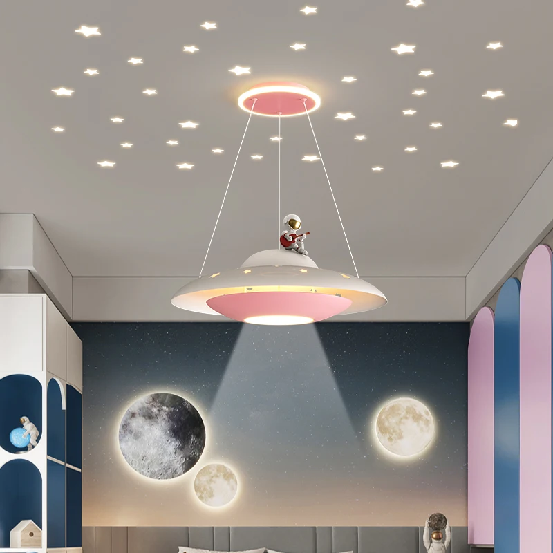 Imagem -04 - Quarto das Crianças Pingente Luzes Sala de Meninos e Meninas Espaço Lustre Criativo Ufo Voador Pires Casa Deco Estrelado Luzes