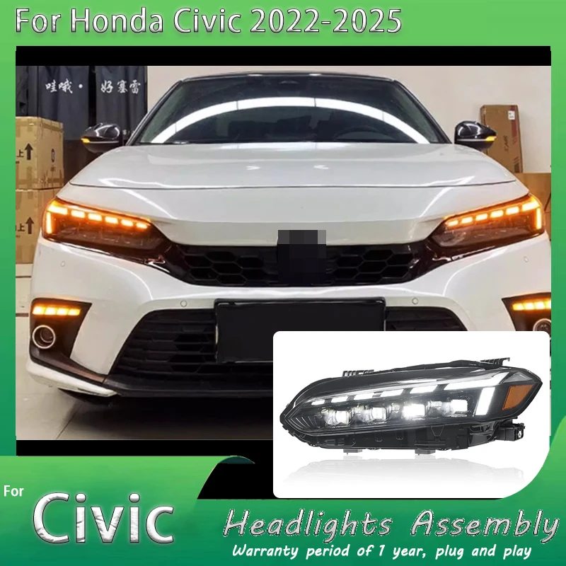 

Car Styling For Honda Civic 11th Gen Headlights 2022-2025 DRL Turn Signal Lights Without Demon Eye Accessories Plug and play