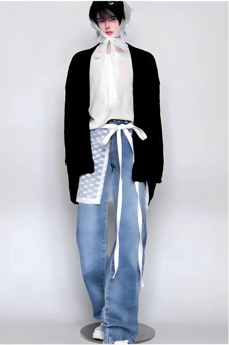 Bjd-Puppenkleidung eignen sich für 1/4 73, 75, Onkelgröße, zweifarbige, seitlich genähte Taschenjeans-Puppenzubehör