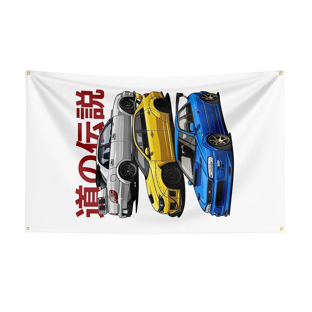 Bandera de coche JDM de 3x5 pies, cartel de coche de carreras impreso de poliéster para Decoración