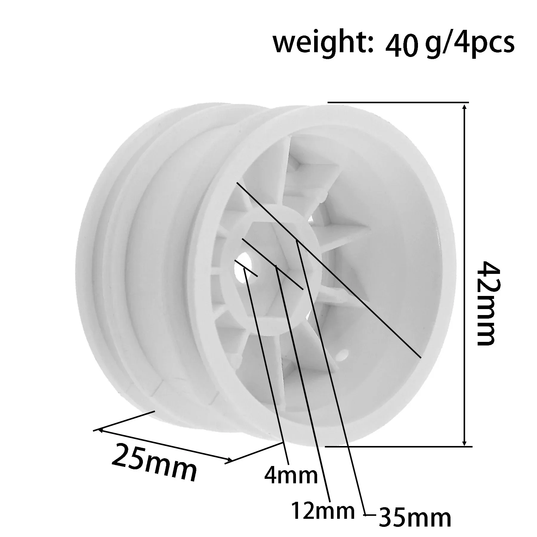 4PCS 42mm RC Racing Tire Wheel Set for Tamiya 1/10 M03 M05 MF01 XM01 MB01, for TJXX HBBX RC Car Models Replacement Part