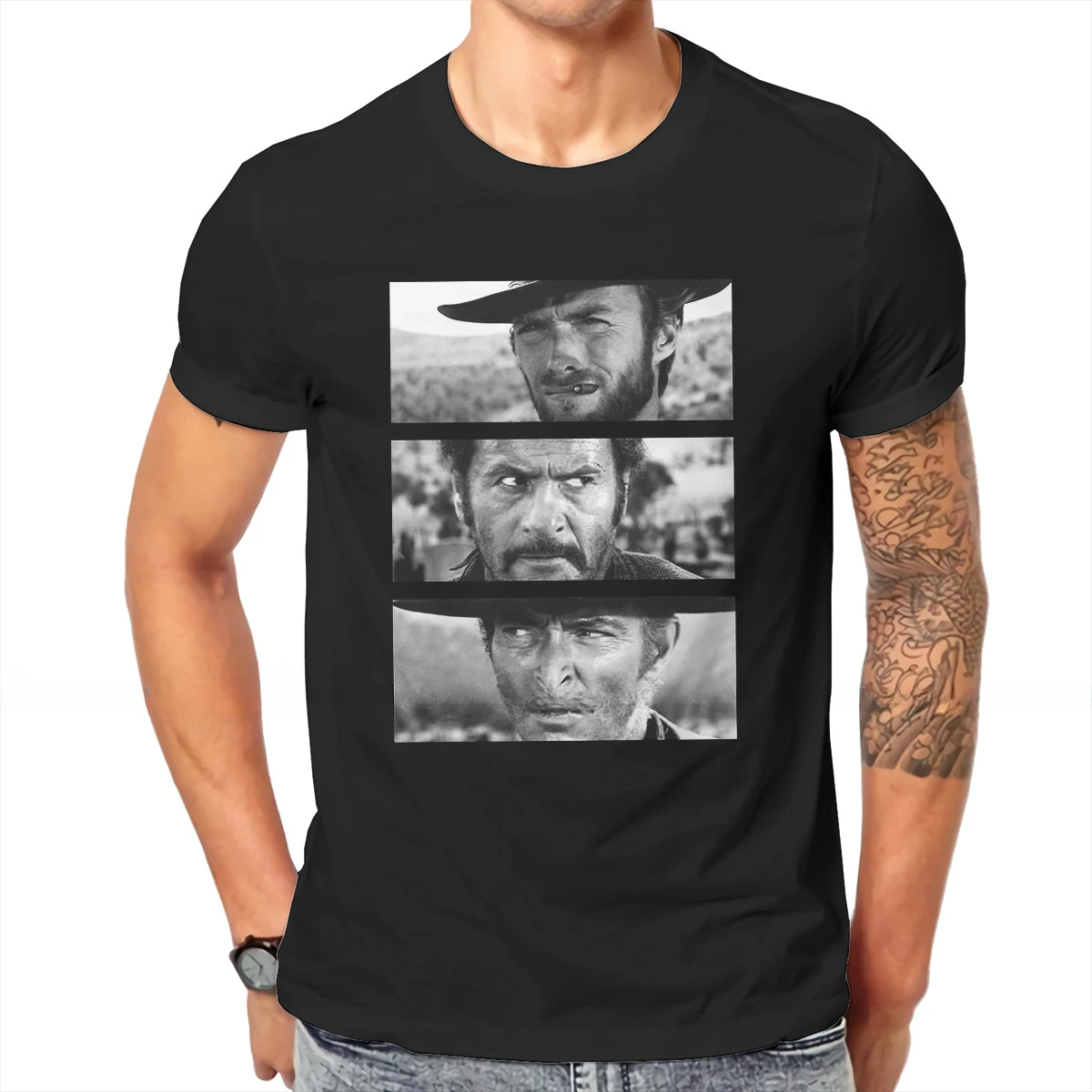 Clint Eastwood Western T Shirt pour homme, classique, rouge, fréquence, jeu d'aventure, adolescent, gothique, haute qualité, coton, col rond, vêtements pour hommes