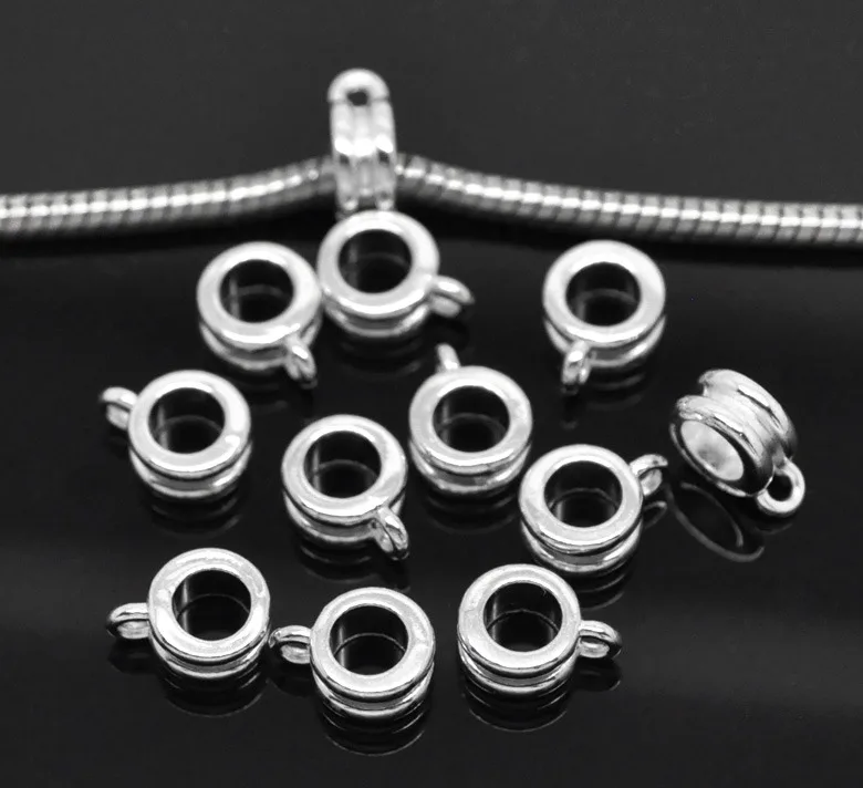 DoreenBeads Silver color Clip & Lock Bail Beads Fit European Charm 13x10mm,10PCs,  New