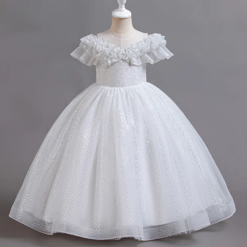 European and American girls princess dress high-end dress flower girl wedding skirt girl piano performance evening dress