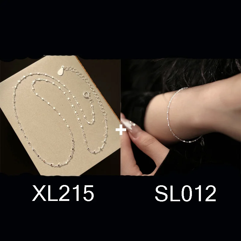 S925 Sterling Silver Water Wave Chain Bracelet Set Starlight Shines Brightly Ladies Gift Pair Fine Jewelry Accessories Wholesale