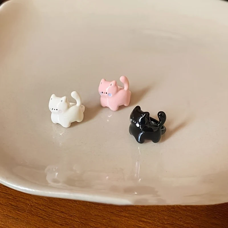 الكرتون القط قرط كبس جديد لطيف لينة لطيف الحلو البنت القلب صغير دقيق لا ثقب الأذن أقراط مجوهرات عصرية عالية القيمة