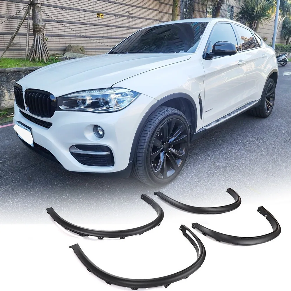 Wide PP Fender Flares Wheel Arches Eyebrow Trim for BMW X6 F16 F86 X6M 2015 2016 2017 2018 Mudguard Body Kit Protector 4Pcs/Set view 2
