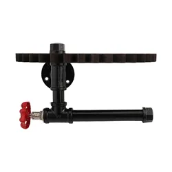 1pc Wall Shelves With Pipe Retro Industrial Pipe Bracket Toilet Paper Holder Wood Gear Wall Shelf Retro Bar America Decor Shelf